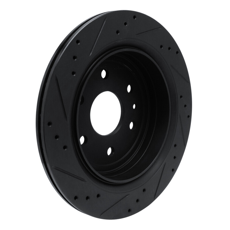 Cadillac XTS Brake Rotor (1) - Rear Right - R1 Concepts - Drilled & Slotted - Black - `13-`19